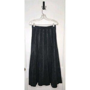 Mark Alan Sm Black Western Suede Leather Maxi Skirt Braided Crochet Goth Grunge